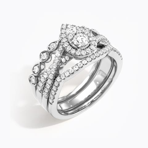 Shimmering Diamond Bridal Ring Set Diamond Rings 18 Karat White Gold Shimmering Diamond Bridal Ring Set