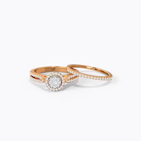 Radiating Diamond Bridal Ring Set Diamond Rings 18 Karat Rose Gold Radiating Diamond Bridal Ring Set