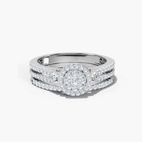 Radiating Diamond Bridal Ring Set Diamond Rings 18 Karat White Gold Radiating Diamond Bridal Ring Set
