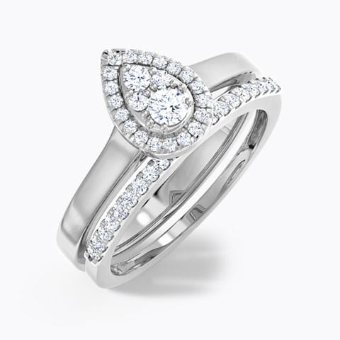 Shining Diamond Bridal Ring Set Diamond Rings 18 Karat White Gold Shining Diamond Bridal Ring Set