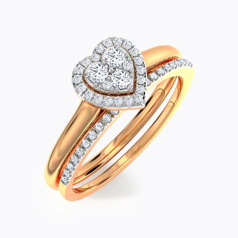 Scintillating Diamond Bridal Ring Set Diamond Rings 18 Karat Rose Gold Scintillating Diamond Bridal Ring Set