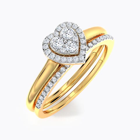 Scintillating Diamond Bridal Ring Set Diamond Rings 18 Karat Yellow Gold Scintillating Diamond Bridal Ring Set