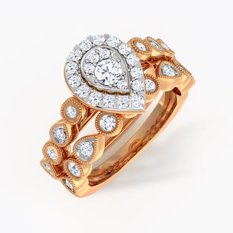 Brilliance Diamond Bridal Ring Set Diamond Rings 18 Karat Rose Gold Brilliance Diamond Bridal Ring Set
