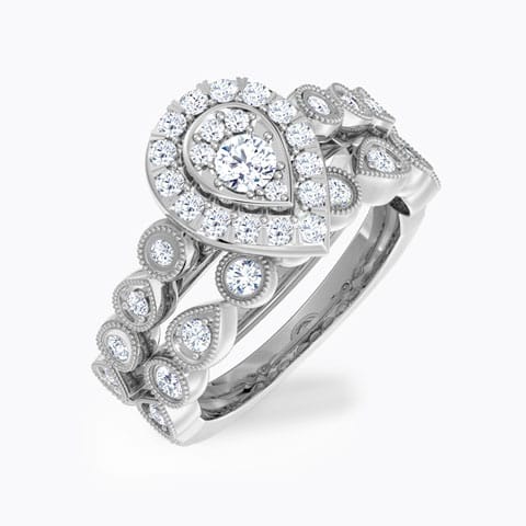 Brilliance Diamond Bridal Ring Set Diamond Rings 18 Karat White Gold Brilliance Diamond Bridal Ring Set