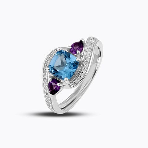 Dazzled Surprise Diamond Ring Diamond,Gemstone Rings 18 Karat White Gold Dazzled Surprise Diamond Ring