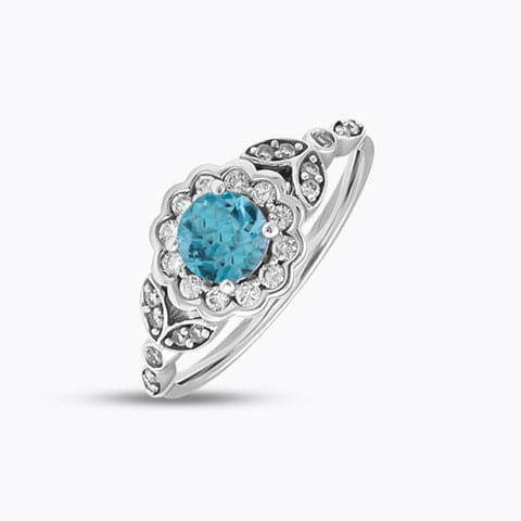 Azure Blossom Diamond Ring Diamond,Gemstone Rings 18 Karat White Gold Azure Blossom Diamond Ring