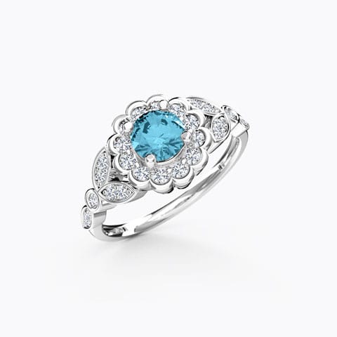 Azure Blossom Diamond Ring Diamond,Gemstone Rings 18 Karat White Gold Azure Blossom Diamond Ring