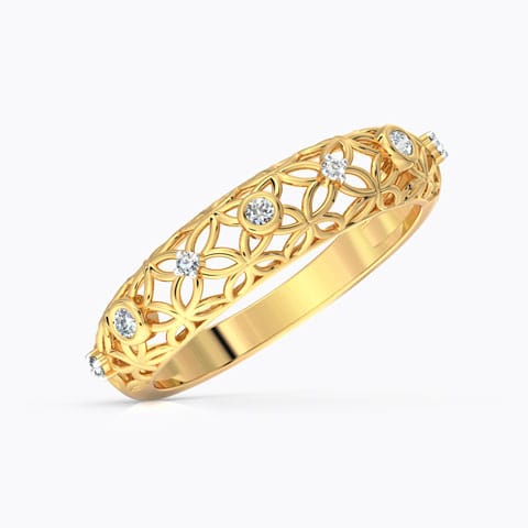 Floret Lattice Diamond Ring Diamond Rings 14 Karat Yellow Gold Floret Lattice Diamond Ring