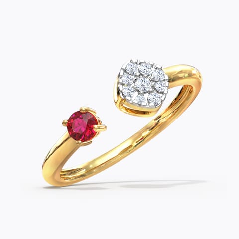Cluster and Drop Open Gemstone Ring Diamond,Gemstone Rings 18 Karat Yellow Gold Cluster and Drop Open Gemstone Ring