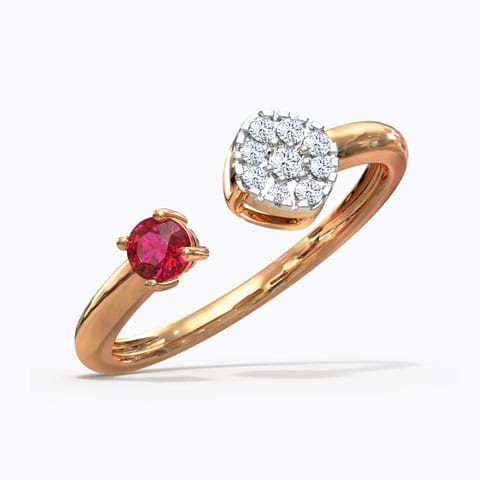 Cluster and Drop Open Gemstone Ring Diamond,Gemstone Rings 18 Karat Rose Gold Cluster and Drop Open Gemstone Ring
