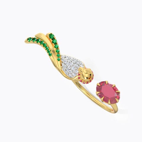 Gorgeous Parrot Diamond Ring Diamond,Gemstone Rings 18 Karat Yellow Gold Gorgeous Parrot Diamond Ring