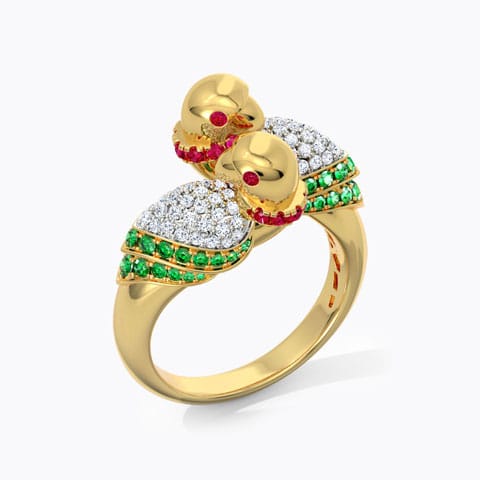 Beautiful Parrot Diamond Ring Diamond,Gemstone Rings 18 Karat Yellow Gold Beautiful Parrot Diamond Ring