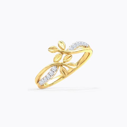 Swerve Fern Diamond Ring Diamond Rings 18 Karat Yellow Gold Swerve Fern Diamond Ring
