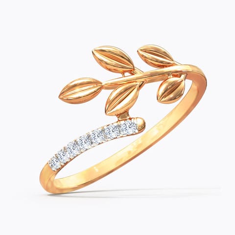 Curvilinear Fern Diamond Ring Diamond Rings 18 Karat Rose Gold Curvilinear Fern Diamond Ring
