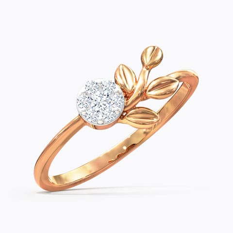 Clutch Fern Diamond Ring Diamond Rings 18 Karat Rose Gold Clutch Fern Diamond Ring