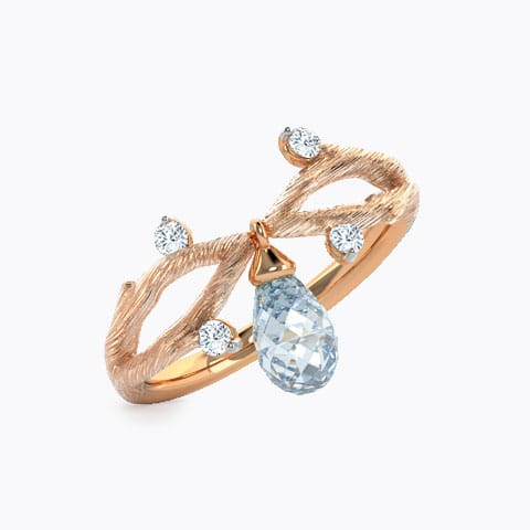 Entwine Dangle Dewdrops Diamond Ring Diamond,Gemstone Rings 14 Karat Rose Gold Entwine Dangle Dewdrops Diamond Ring