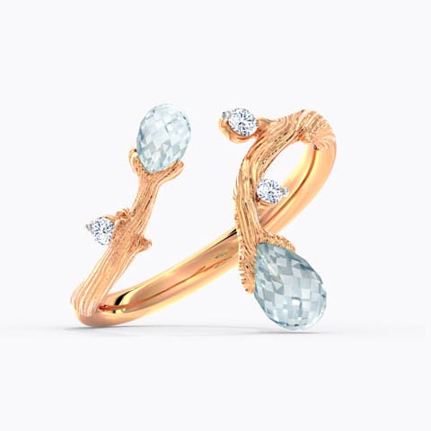 Detour Dewdrops Gemstone Ring Diamond,Gemstone Rings 14 Karat Rose Gold Detour Dewdrops Gemstone Ring