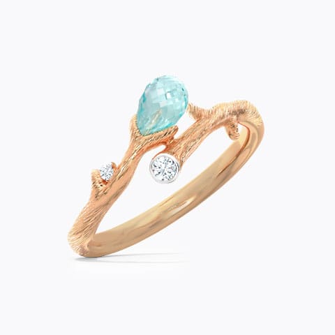 Pleach Dewdrops Gemstone Ring Diamond,Gemstone Rings 14 Karat Rose Gold Pleach Dewdrops Gemstone Ring