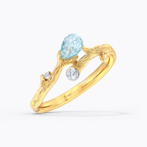 Pleach Dewdrops Gemstone Ring Diamond,Gemstone Rings 14 Karat Yellow Gold Pleach Dewdrops Gemstone Ring