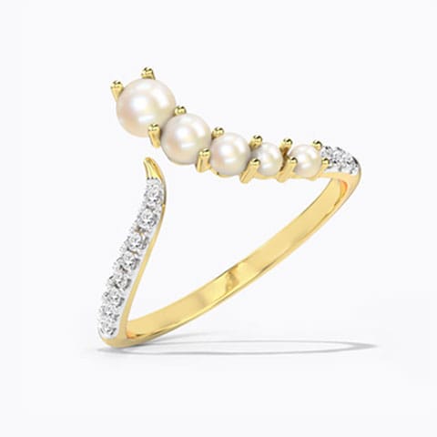 Passe Pearl Ring Diamond,Gemstone Rings 18 Karat Yellow Gold Passe Pearl Ring