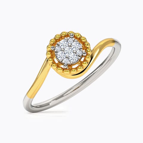 Cluster Miligrain Diamond Ring Diamond Rings 18 Karat Two Tone Gold Cluster Miligrain Diamond Ring