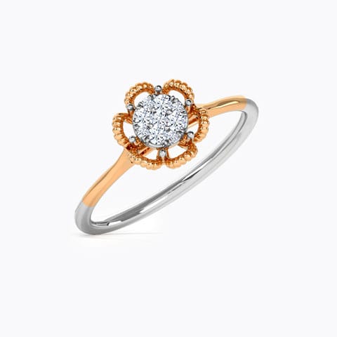 Floret Cluster Diamond Ring Diamond Rings 18 Karat Two Tone Gold Floret Cluster Diamond Ring
