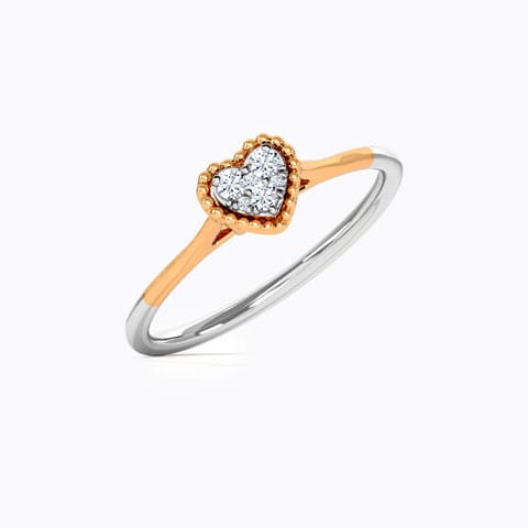 Cluster Heart Diamond Ring Diamond Rings 18 Karat Two Tone Gold Cluster Heart Diamond Ring