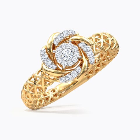 Swivel Mesh Diamond Ring Diamond Rings 14 Karat Two Tone Gold Swivel Mesh Diamond Ring