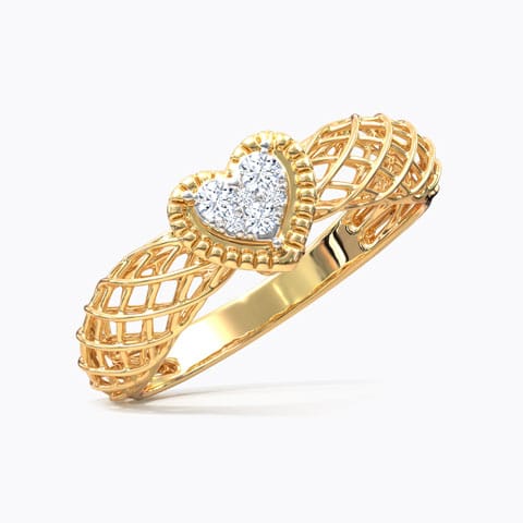 Amore Mesh Diamond Ring Diamond Rings 14 Karat Yellow Gold Amore Mesh Diamond Ring
