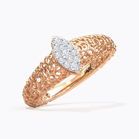 Marquise Mesh Diamond Ring Diamond Rings 18 Karat Rose Gold Marquise Mesh Diamond Ring