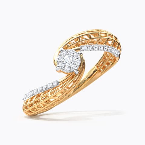Sway Mesh Diamond Ring Diamond Rings 14 Karat Two Tone Gold Sway Mesh Diamond Ring