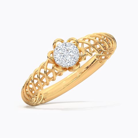 Bloom Mesh Diamond Ring Diamond Rings 14 Karat Yellow Gold Bloom Mesh Diamond Ring
