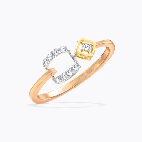 Juliet Geometric Diamond Ring Diamond Rings 14 Karat Three Tone Gold Juliet Geometric Diamond Ring