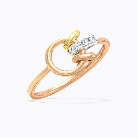 Rose Interlooped Diamond Ring Diamond Rings 14 Karat Three Tone Gold Rose Interlooped Diamond Ring