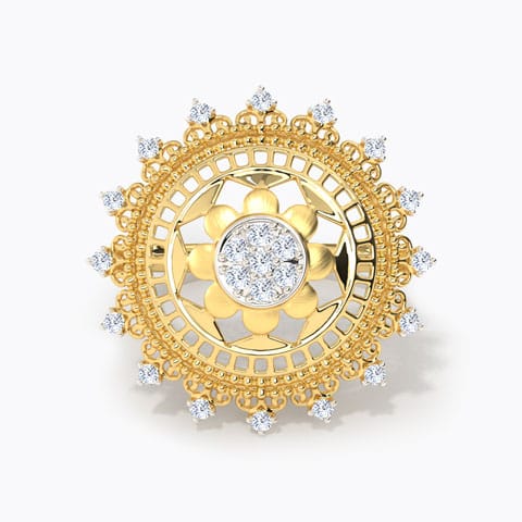 Soha Ornate Diamond Ring Diamond Rings 18 Karat Yellow Gold Soha Ornate Diamond Ring