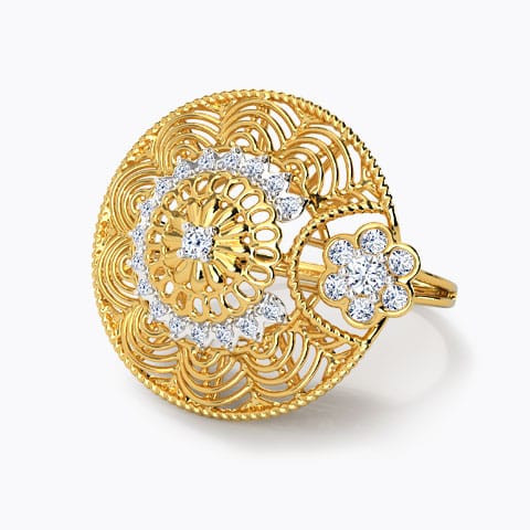 Ziah Bloom Diamond Ring Diamond Rings 18 Karat Yellow Gold Ziah Bloom Diamond Ring