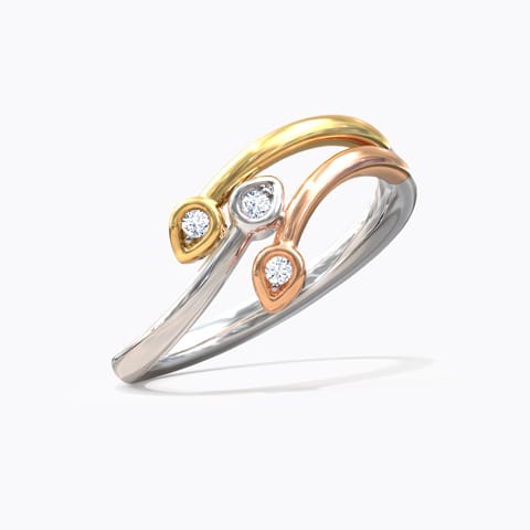 Ella Triad Diamond Ring Diamond Rings 14 Karat Three Tone Gold Ella Triad Diamond Ring
