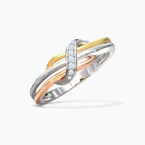 Nova Twist Diamond Ring Diamond Rings 14 Karat Three Tone Gold Nova Twist Diamond Ring