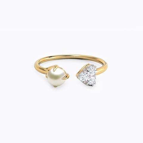Pearl Spade Diamond Ring Diamond,Gemstone Rings 14 Karat Yellow Gold Pearl Spade Diamond Ring