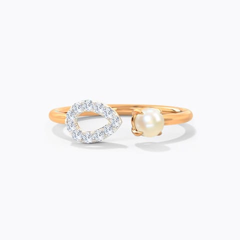 Pearl Drop Diamond Ring Diamond,Gemstone Rings 14 Karat Rose Gold Pearl Drop Diamond Ring