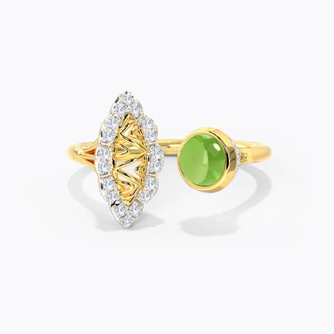 Peridot Aztec Diamond Ring Diamond,Gemstone Rings 14 Karat Yellow Gold Peridot Aztec Diamond Ring