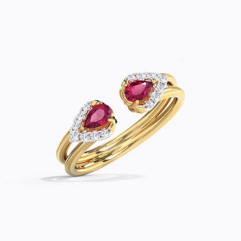 Rosy Drop Gemstone Ring Diamond,Gemstone Rings 14 Karat Yellow Gold Rosy Drop Gemstone Ring