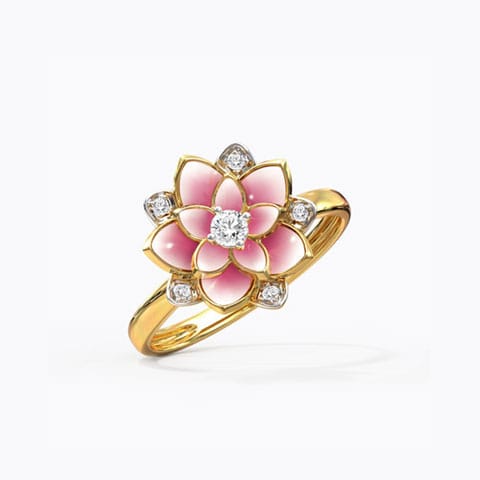 Magnificent Lotus Diamond Ring Diamond Rings 18 Karat Yellow Gold Magnificent Lotus Diamond Ring