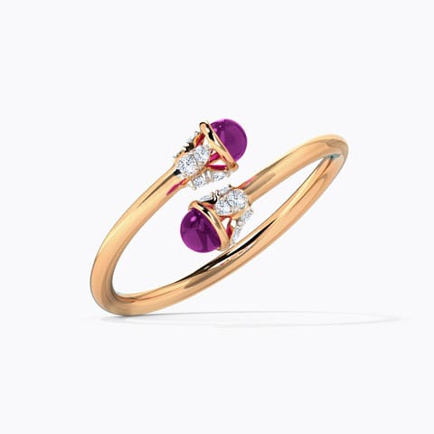 Twain Blush Gemstone Ring Diamond,Gemstone Rings 14 Karat Rose Gold Twain Blush Gemstone Ring