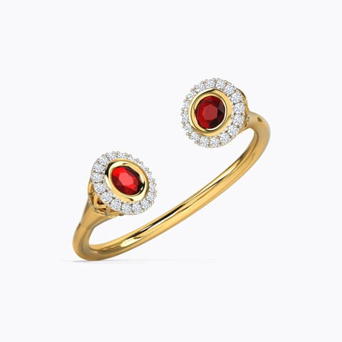 Alluring Deuce Gemstone Ring Diamond,Gemstone Rings 14 Karat Yellow Gold Alluring Deuce Gemstone Ring