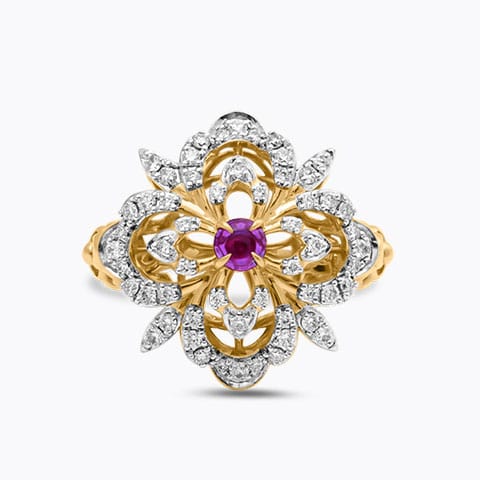 Fiza Glittering Diamond Ring Diamond,Gemstone Rings 18 Karat Yellow Gold Fiza Glittering Diamond Ring