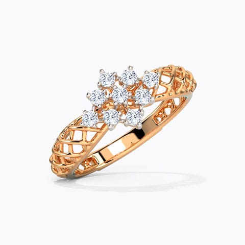 Florid Mesh Diamond Ring Diamond Rings 14 Karat Rose Gold Florid Mesh Diamond Ring