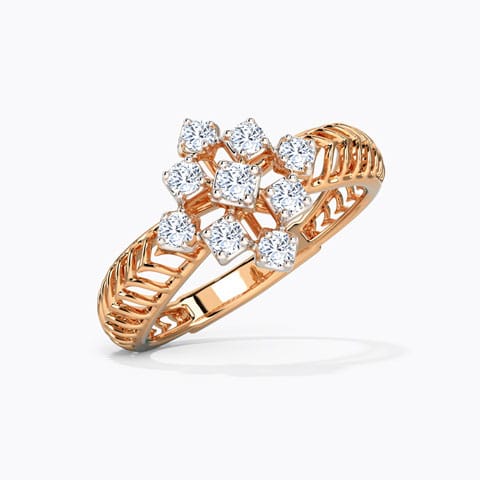 Geometric Mesh Diamond Ring Diamond Rings 14 Karat Rose Gold Geometric Mesh Diamond Ring