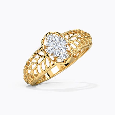 Ellipse Mesh Diamond Ring Diamond Rings 14 Karat Yellow Gold Ellipse Mesh Diamond Ring