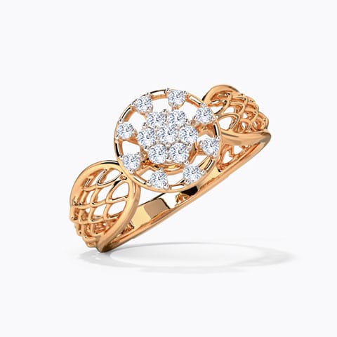 Dewdrops Mesh Diamond Ring Diamond Rings 14 Karat Rose Gold Dewdrops Mesh Diamond Ring